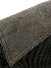 ウールロゴ刺繍カーディガン カーキ