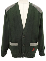 ウールロゴ刺繍カーディガン カーキ