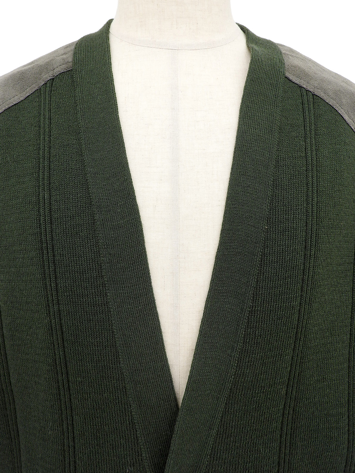 ウールロゴ刺繍カーディガン カーキ