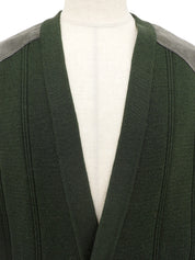 ウールロゴ刺繍カーディガン カーキ