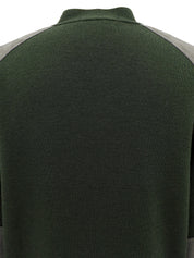 ウールロゴ刺繍カーディガン カーキ