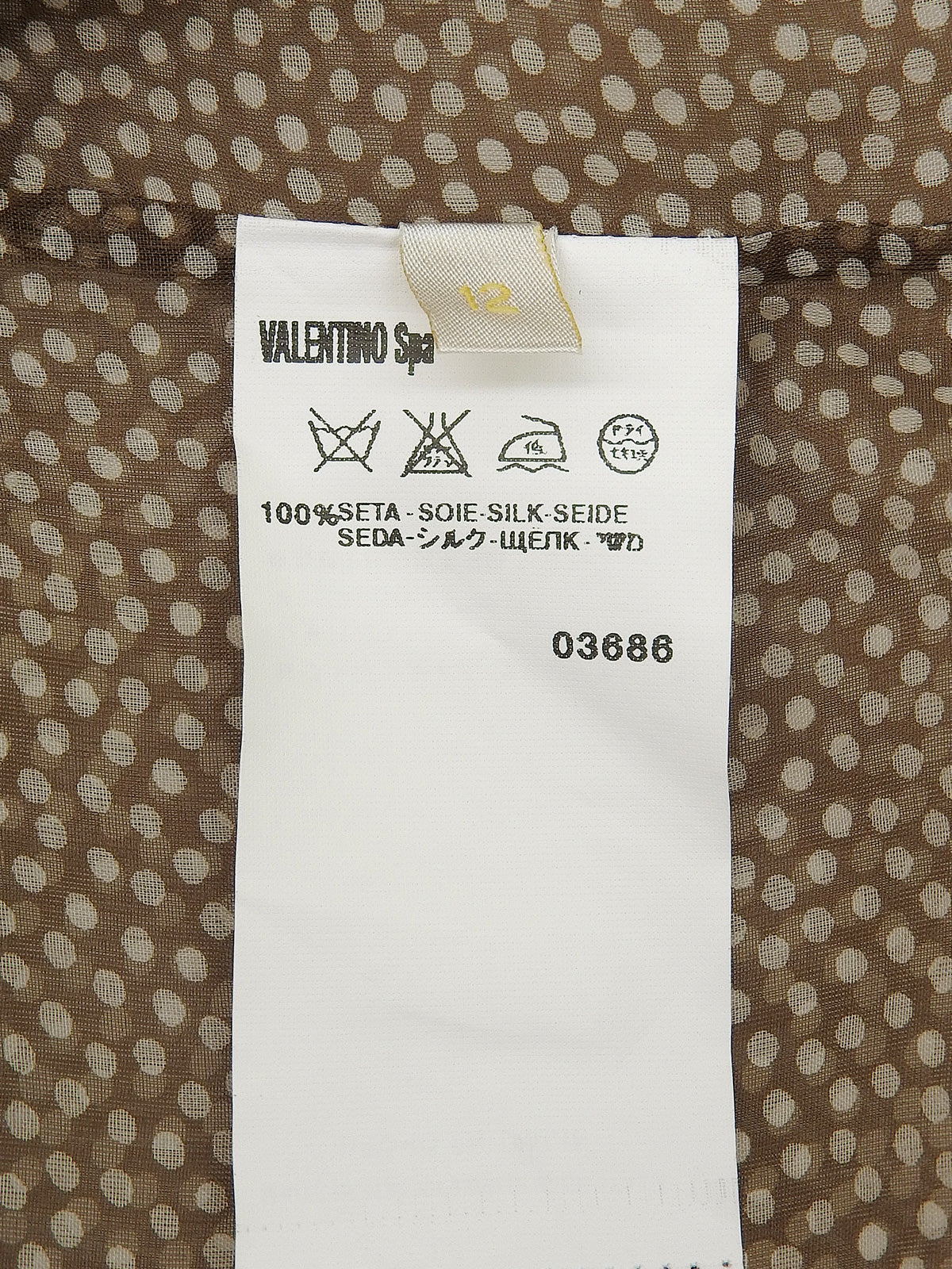 ドットパターンレース半袖トップス ブラウン