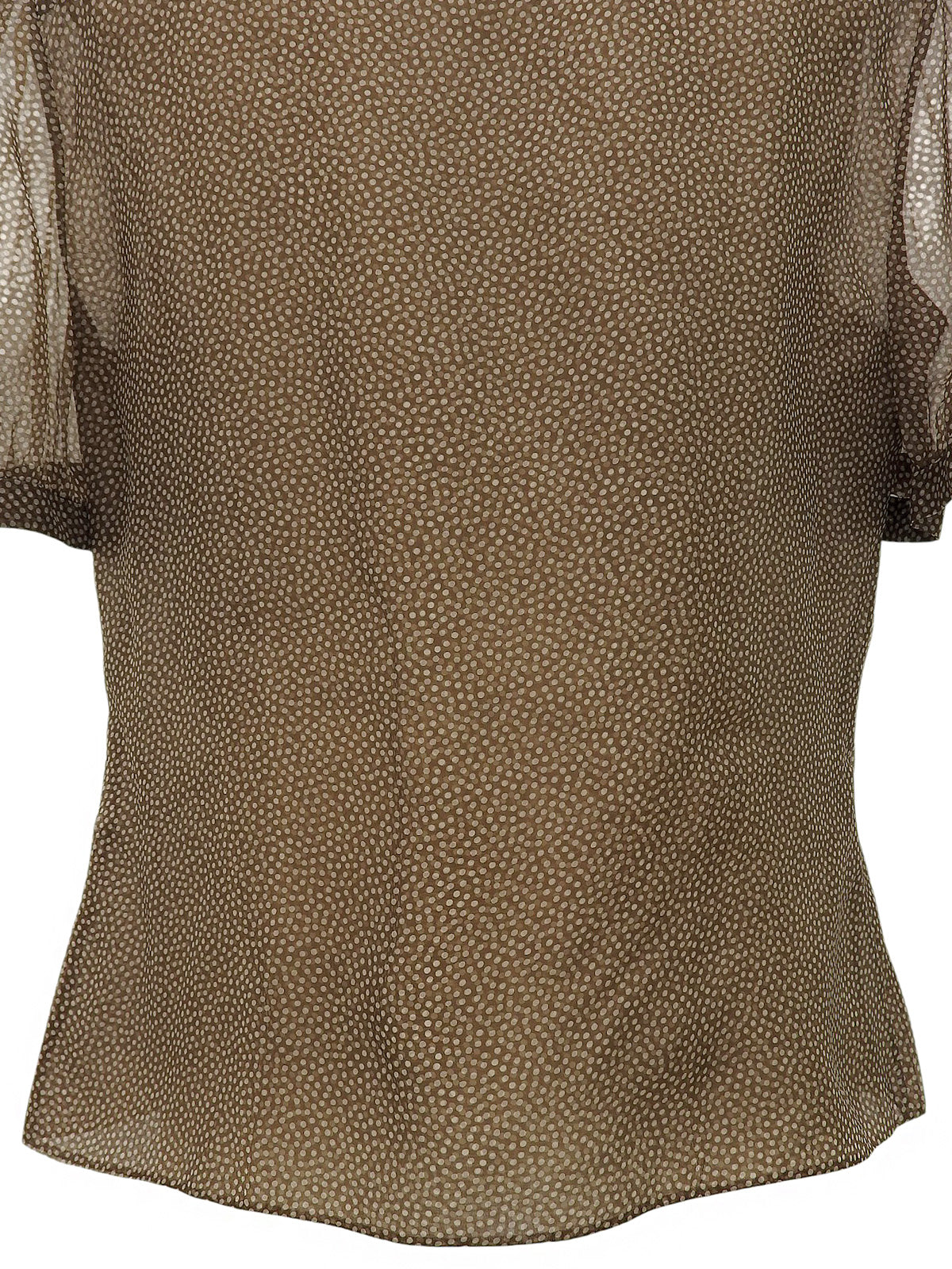 ドットパターンレース半袖トップス ブラウン