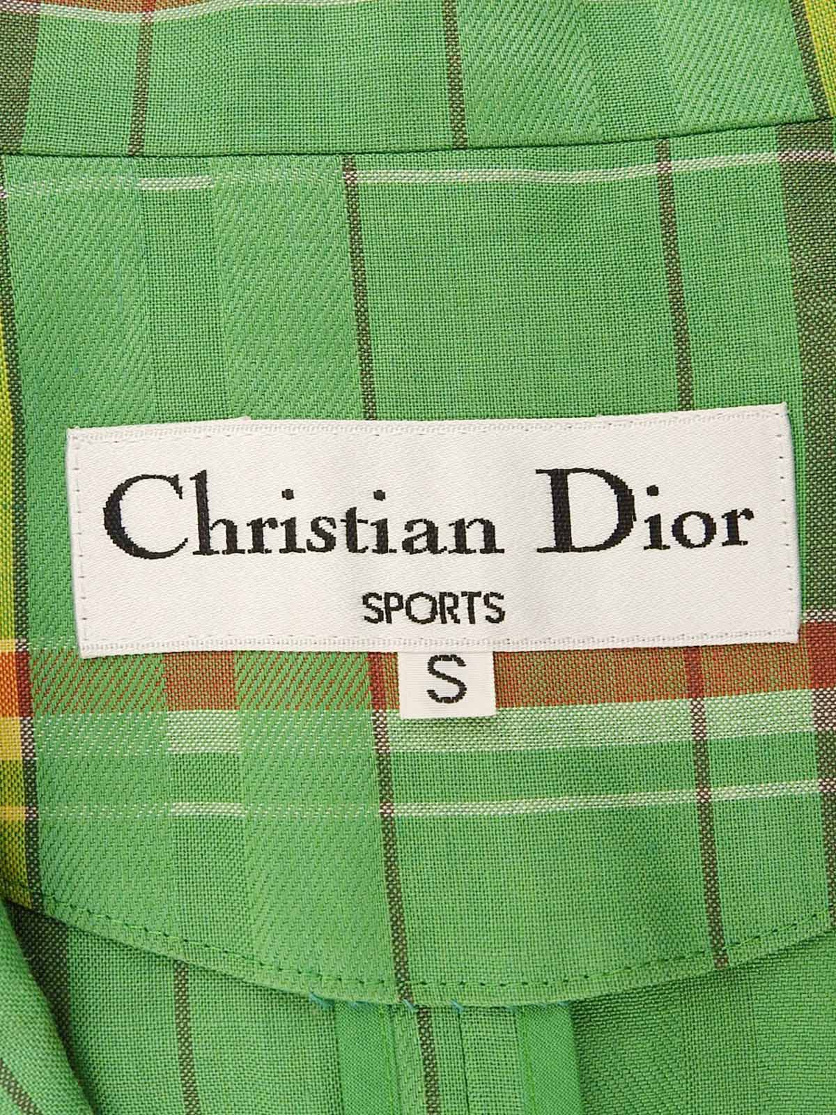 リネンチェックパターンジャケット グリーン