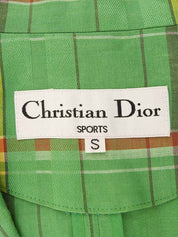 リネンチェックパターンジャケット グリーン