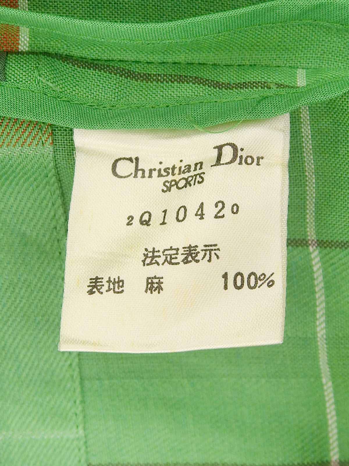 リネンチェックパターンジャケット グリーン