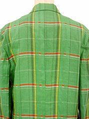 リネンチェックパターンジャケット グリーン