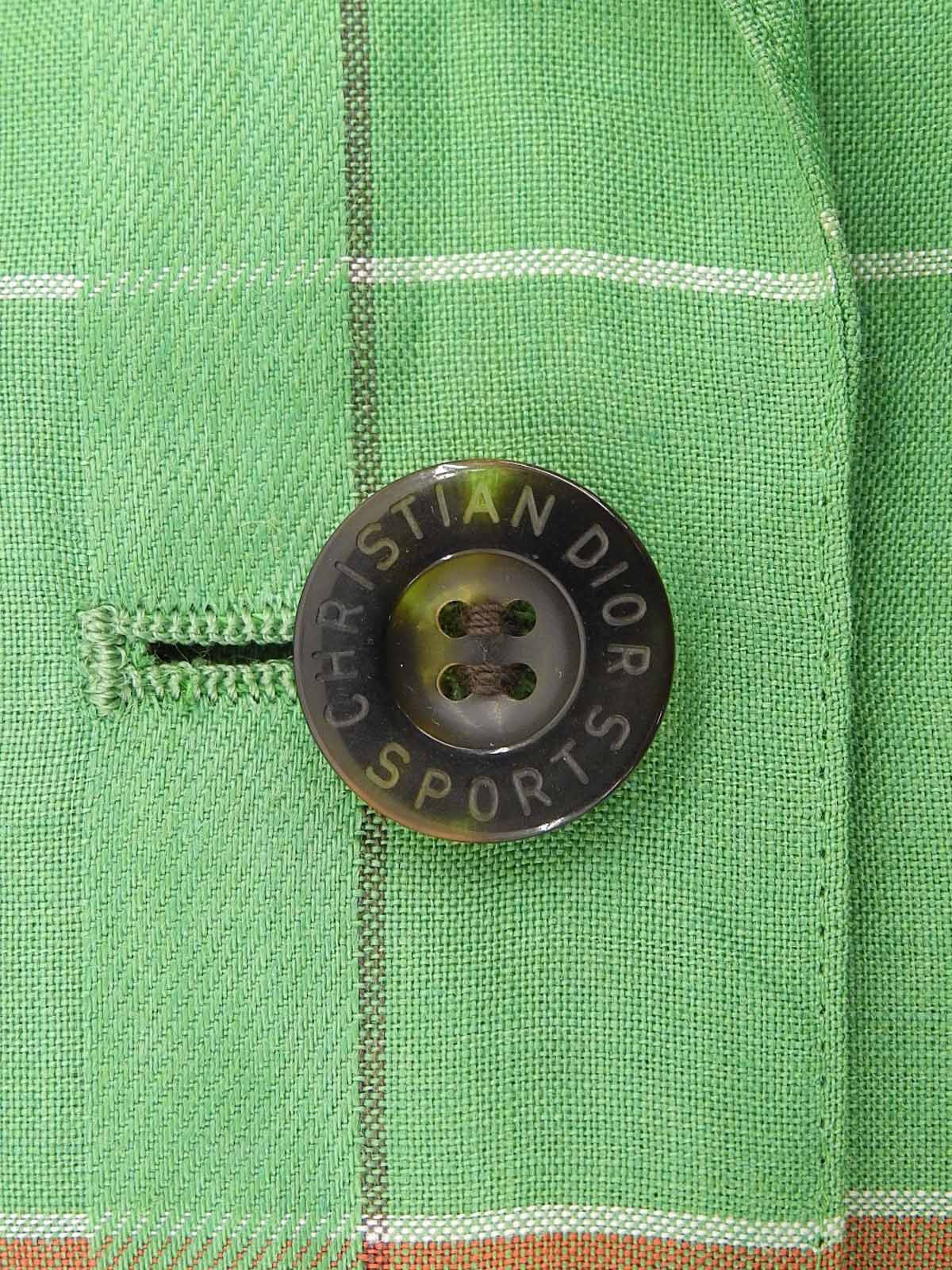 リネンチェックパターンジャケット グリーン