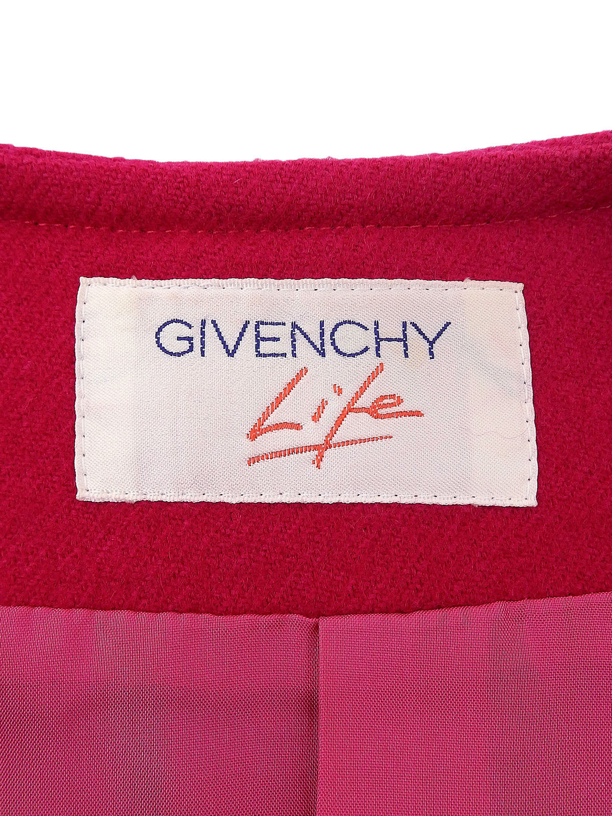 Pink wool collarless jacket