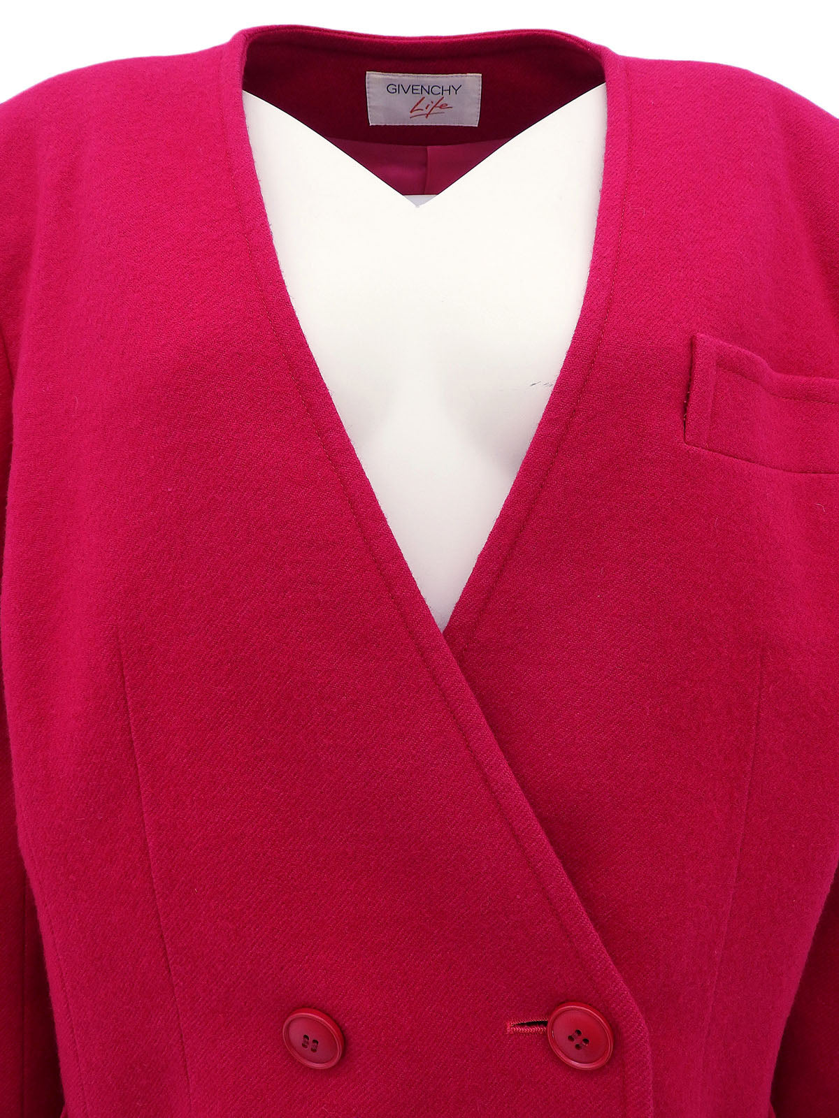Pink wool collarless jacket