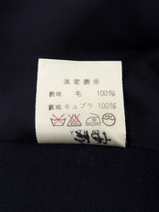 Navy Striped Pattern Design Logo Button Collarless Jacket