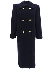 ロゴボタンウールコート　ネイビー