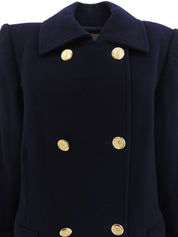 ロゴボタンウールコート　ネイビー