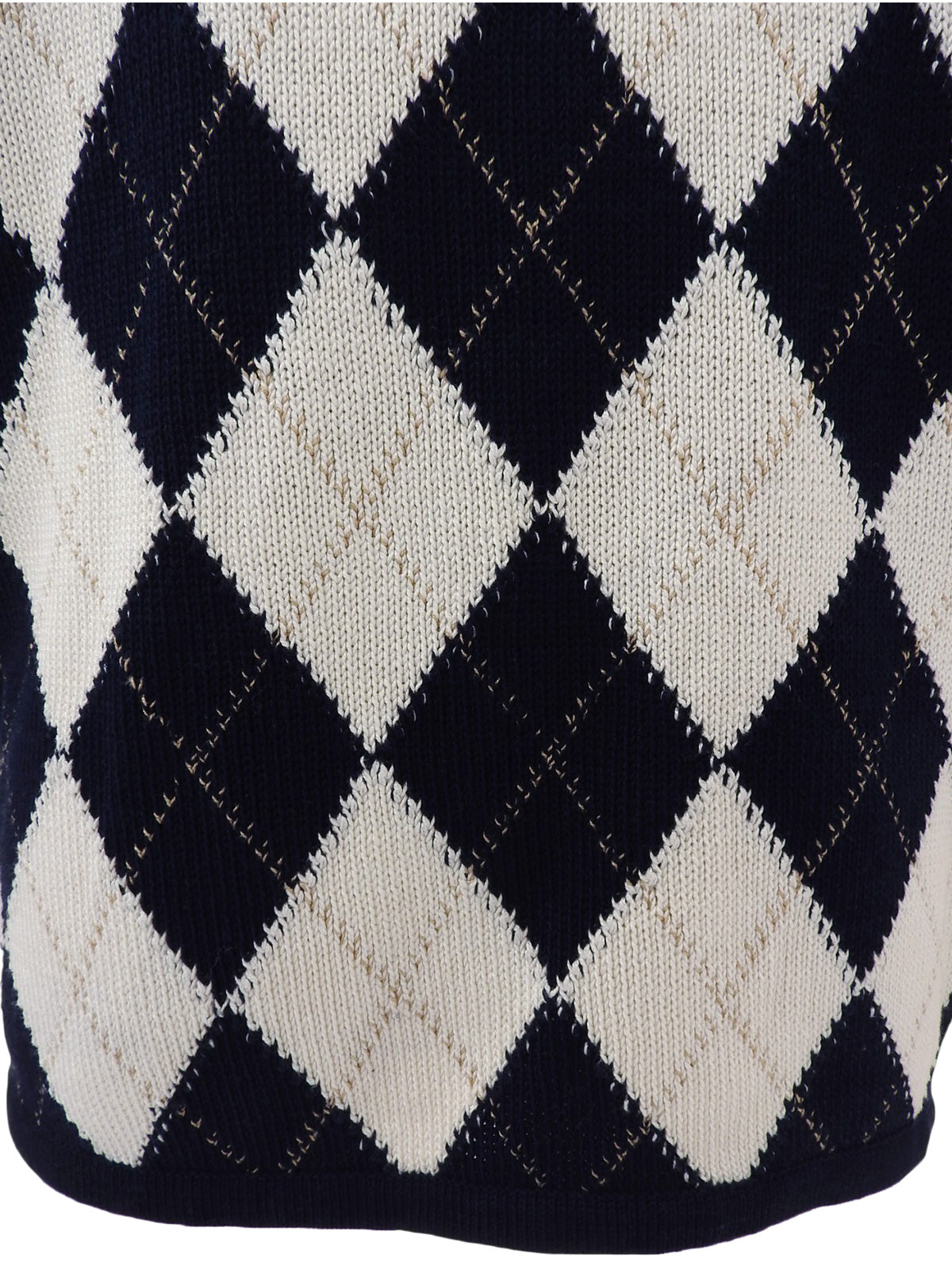 Argyle Pattern Cardigan in White/Navy