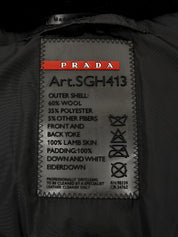 Tweed nylon combination down vest in gray/dark brown