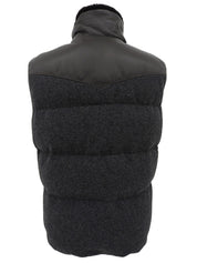 ツイードナイロンコンビダウンベスト　グレー/ダークブラウン