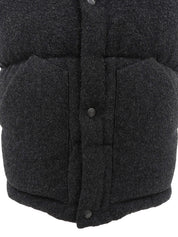 ツイードナイロンコンビダウンベスト グレー/ダークブラウン