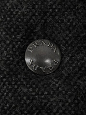 ツイードナイロンコンビダウンベスト　グレー/ダークブラウン