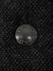 灰色/深棕色斜纹尼龙混纺羽绒背心
