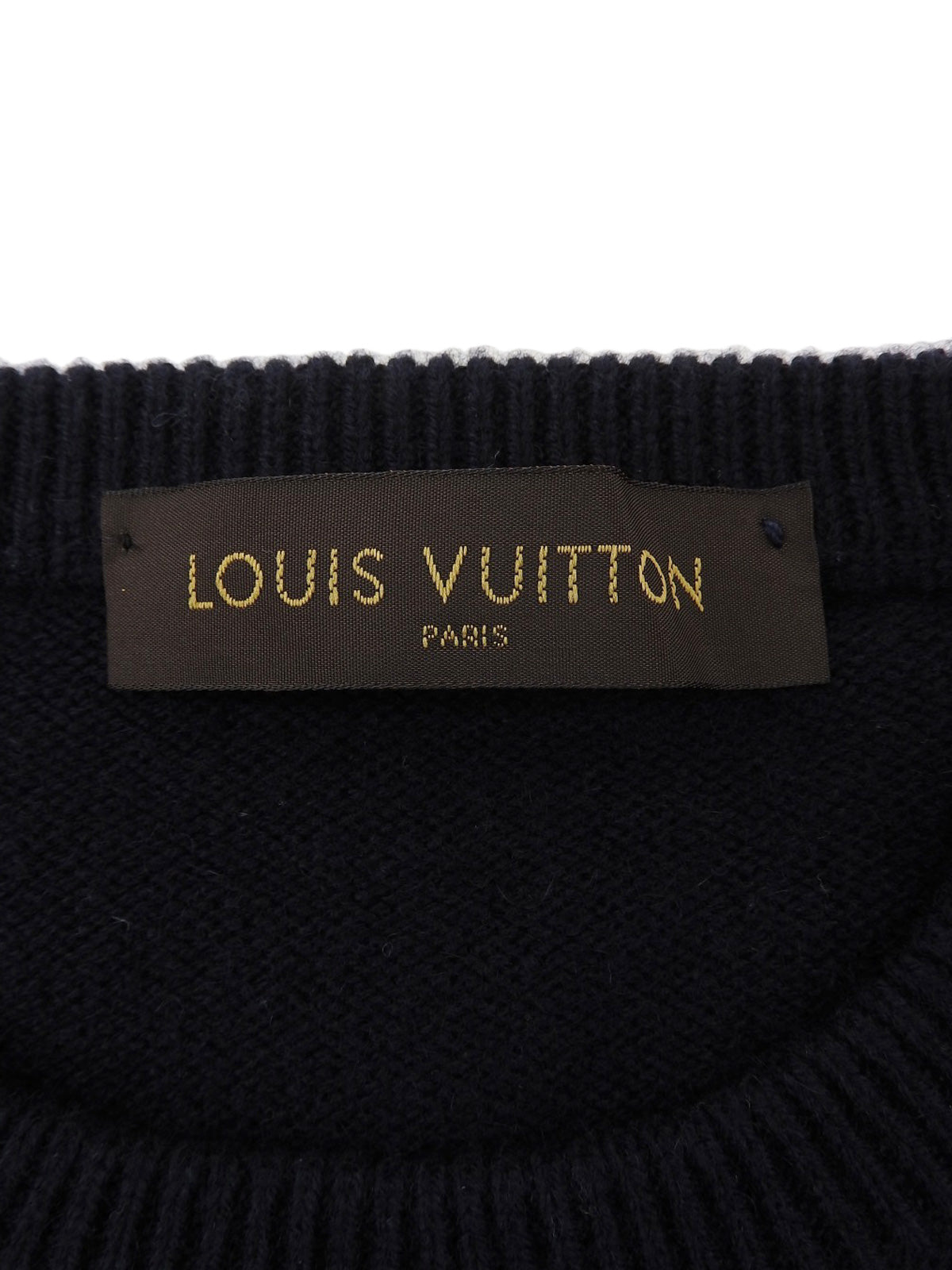 カシミヤロゴ刺繍ニットセーター　ネイビー