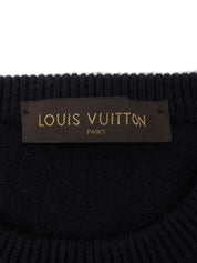 カシミヤロゴ刺繍ニットセーター　ネイビー