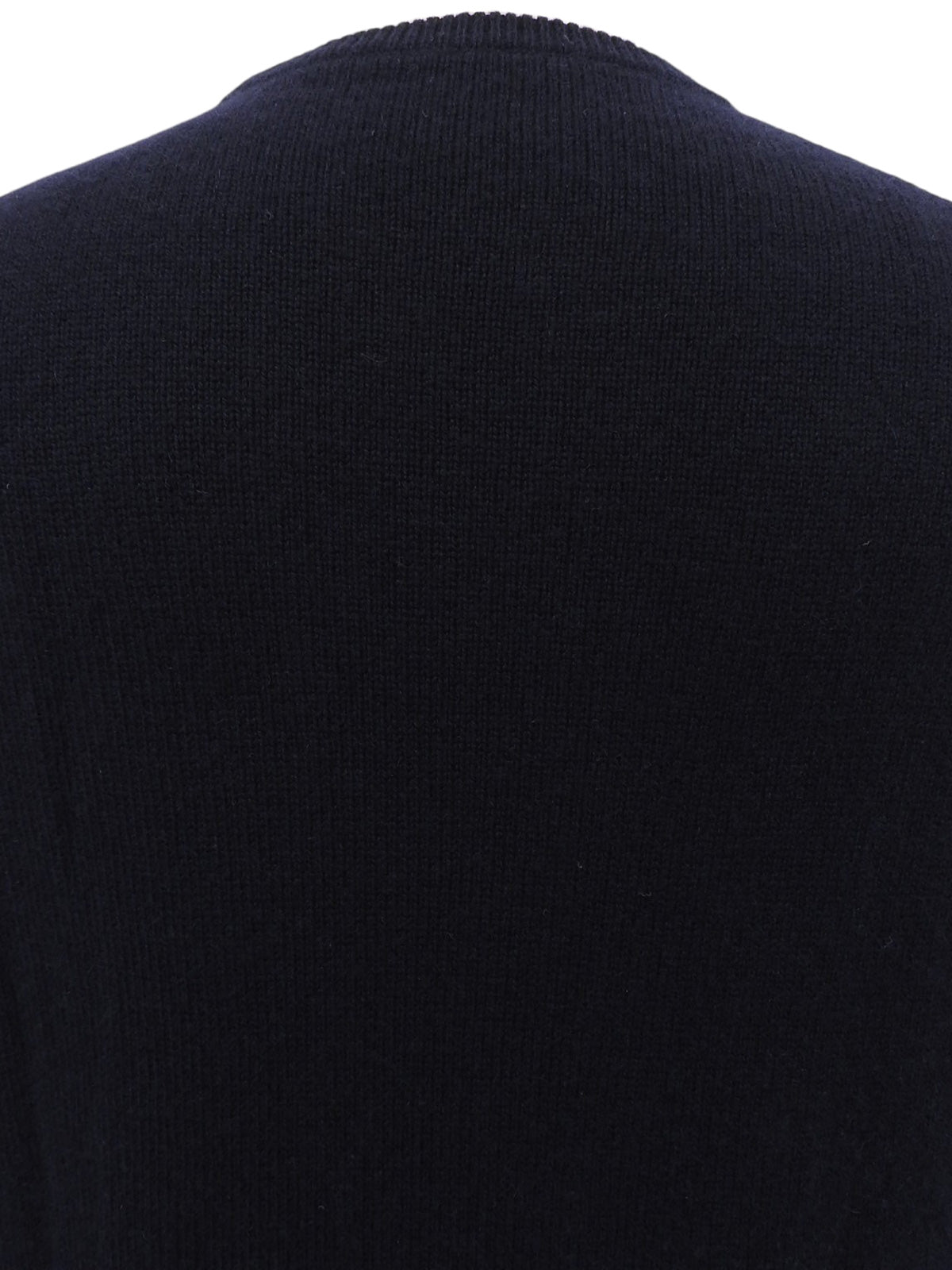 カシミヤロゴ刺繍ニットセーター　ネイビー