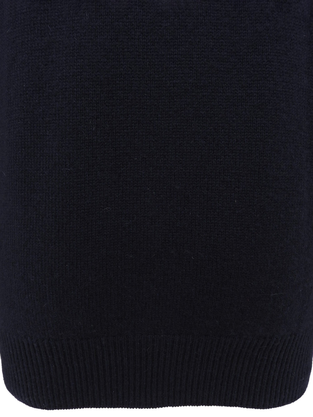 Navy cashmere knit sweater with embroidered logo