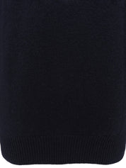 Navy cashmere knit sweater with embroidered logo