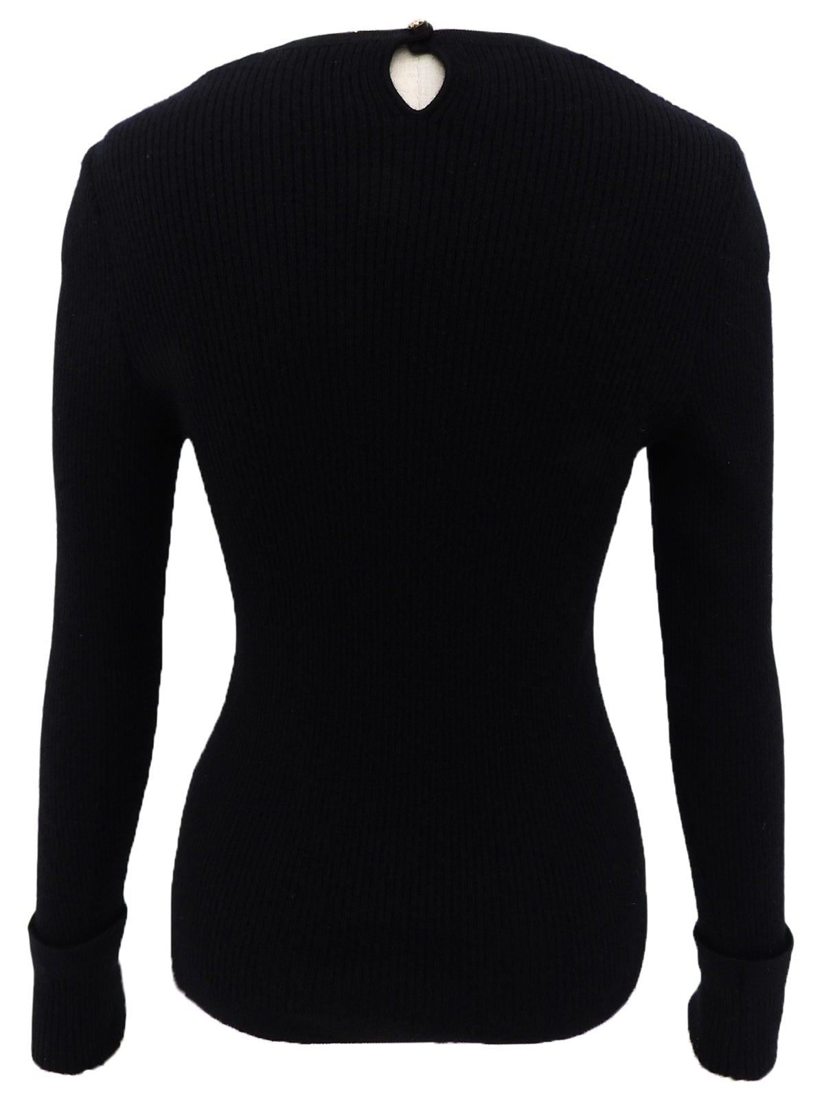 1996 Cashmere CC Mark Button Long Sleeve Knit Top #40 Black