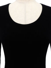 1996 Cashmere CC Mark Button Long Sleeve Knit Top #40 Black