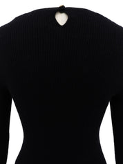 1996 Cashmere CC Mark Button Long Sleeve Knit Top #40 Black