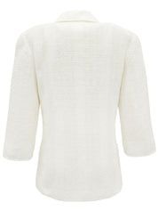 ロゴ刺繍CCマークボタンクォータースリーブジャケット ホワイト