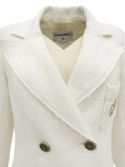 ロゴ刺繍CCマークボタンクォータースリーブジャケット ホワイト