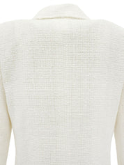 ロゴ刺繍CCマークボタン七分袖ジャケット ホワイト