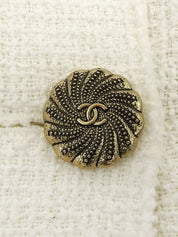 ロゴ刺繍CCマークボタンクォータースリーブジャケット ホワイト