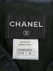 Camellia Pattern CC Mark Button Half Sleeve Jacket Navy