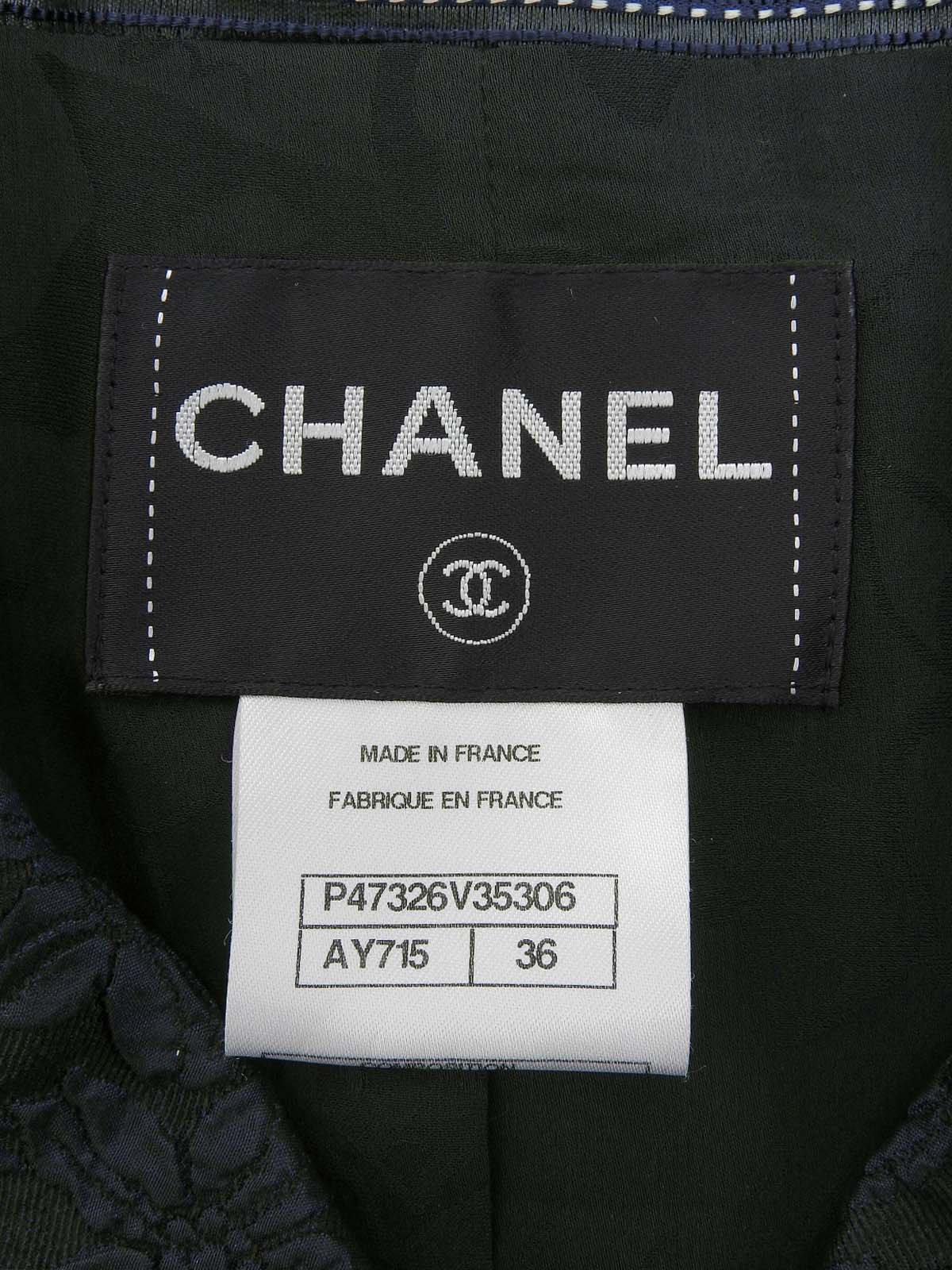 カメリアパターンCCマークボタン半袖ジャケット ネイビー