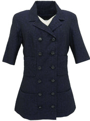 Camellia Pattern CC Mark Button Half Sleeve Jacket Navy