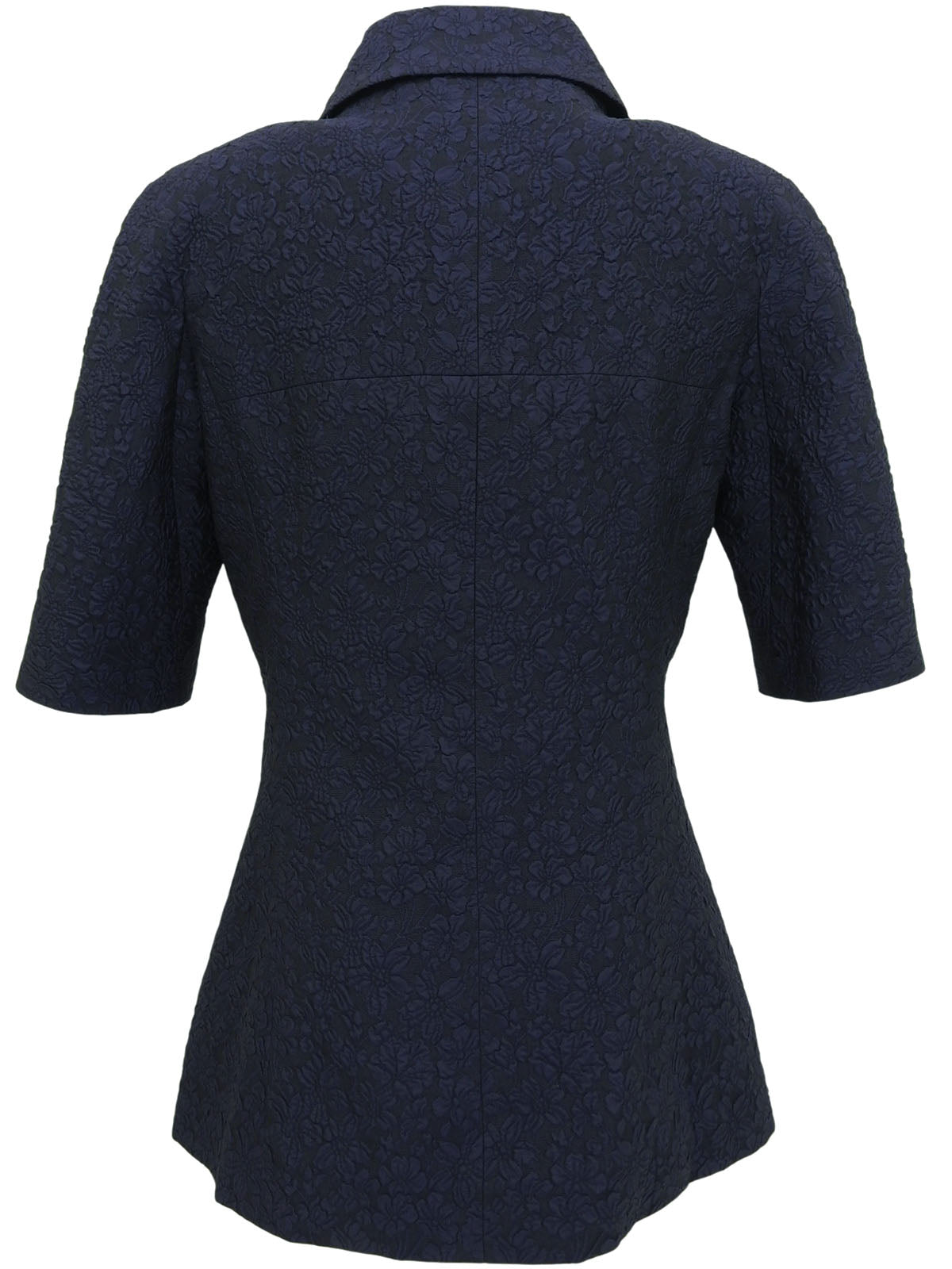 Camellia Pattern CC Mark Button Half Sleeve Jacket Navy