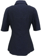 Camellia Pattern CC Mark Button Half Sleeve Jacket Navy