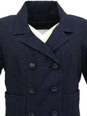 Camellia Pattern CC Mark Button Half Sleeve Jacket Navy