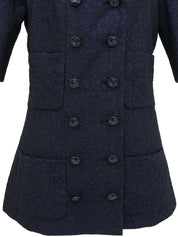 Camellia Pattern CC Mark Button Half Sleeve Jacket Navy