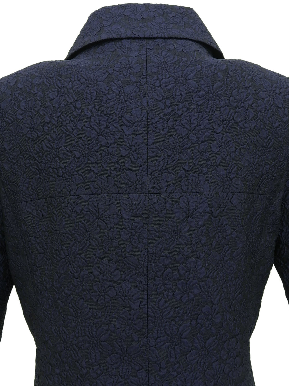 Camellia Pattern CC Mark Button Half Sleeve Jacket Navy