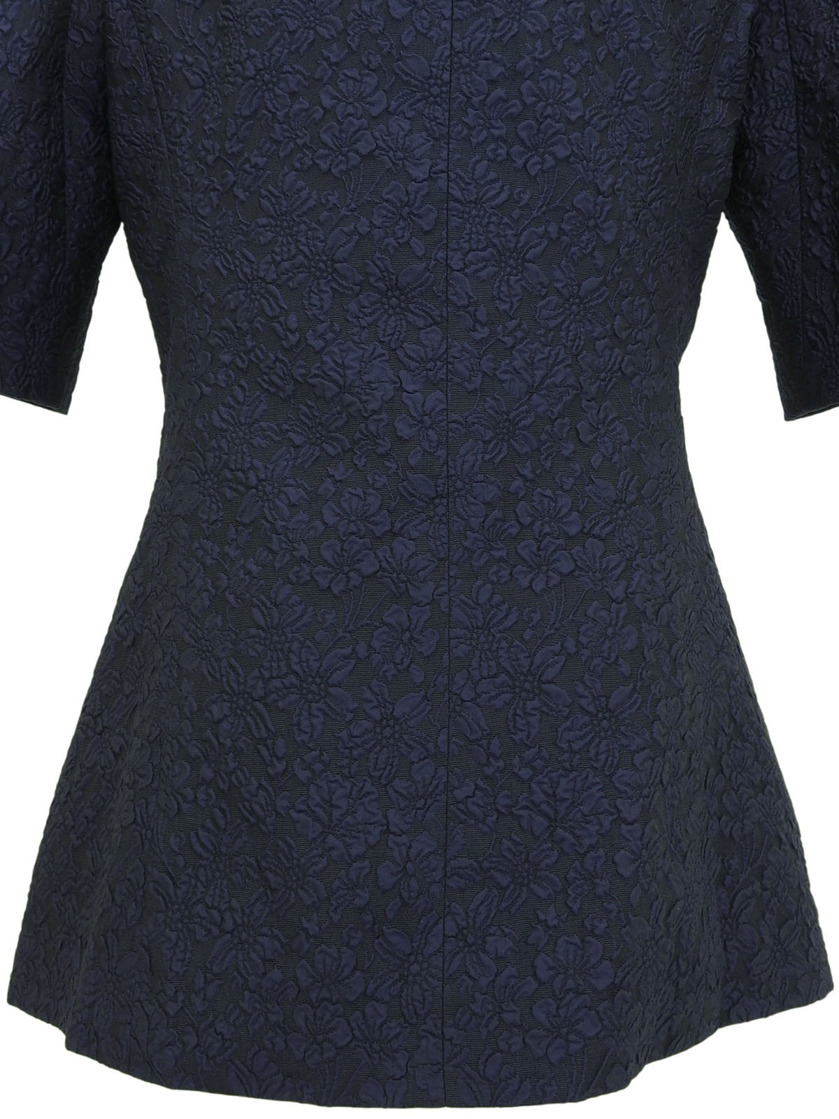 Camellia Pattern CC Mark Button Half Sleeve Jacket Navy