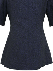 Camellia Pattern CC Mark Button Half Sleeve Jacket Navy