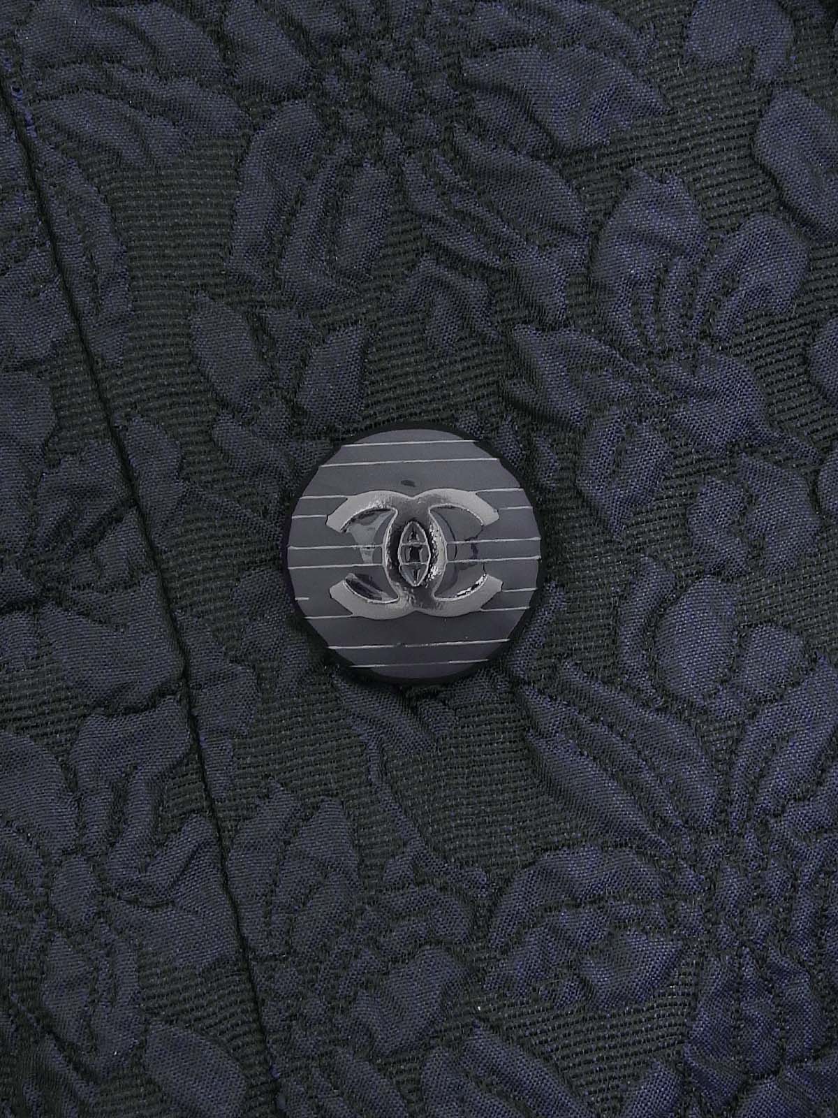 Camellia Pattern CC Mark Button Half Sleeve Jacket Navy