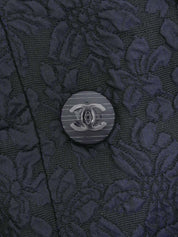 Camellia Pattern CC Mark Button Half Sleeve Jacket Navy