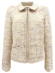 2003年製 ツイードCCマークボタンジャケット アイボリー/マルチ