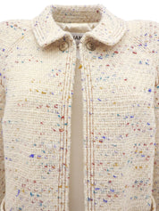 2003年製 ツイードCCマークボタンジャケット アイボリー/マルチ