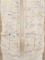 2003年製 ツイードCCマークボタンジャケット アイボリー/マルチ